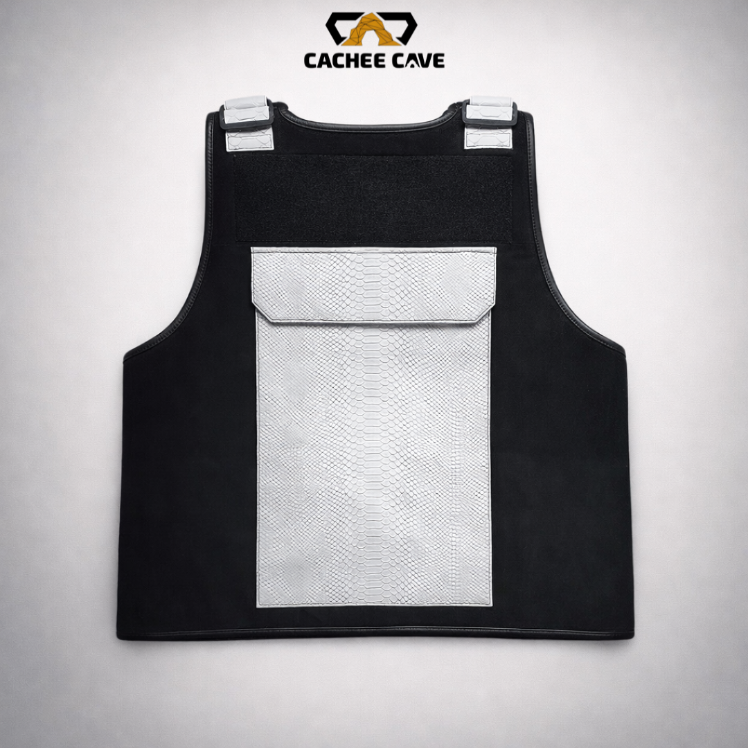 SWAT Style Black Suede Leather Vest – Snake Embossed Tactical Design