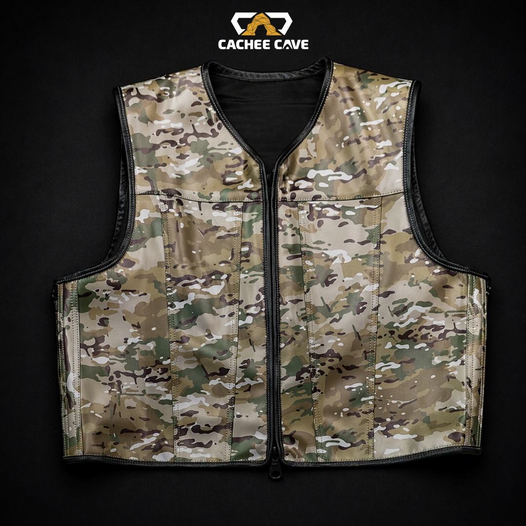 Men’s MultiCam Leather Vest – Euro Style Tactical Fit