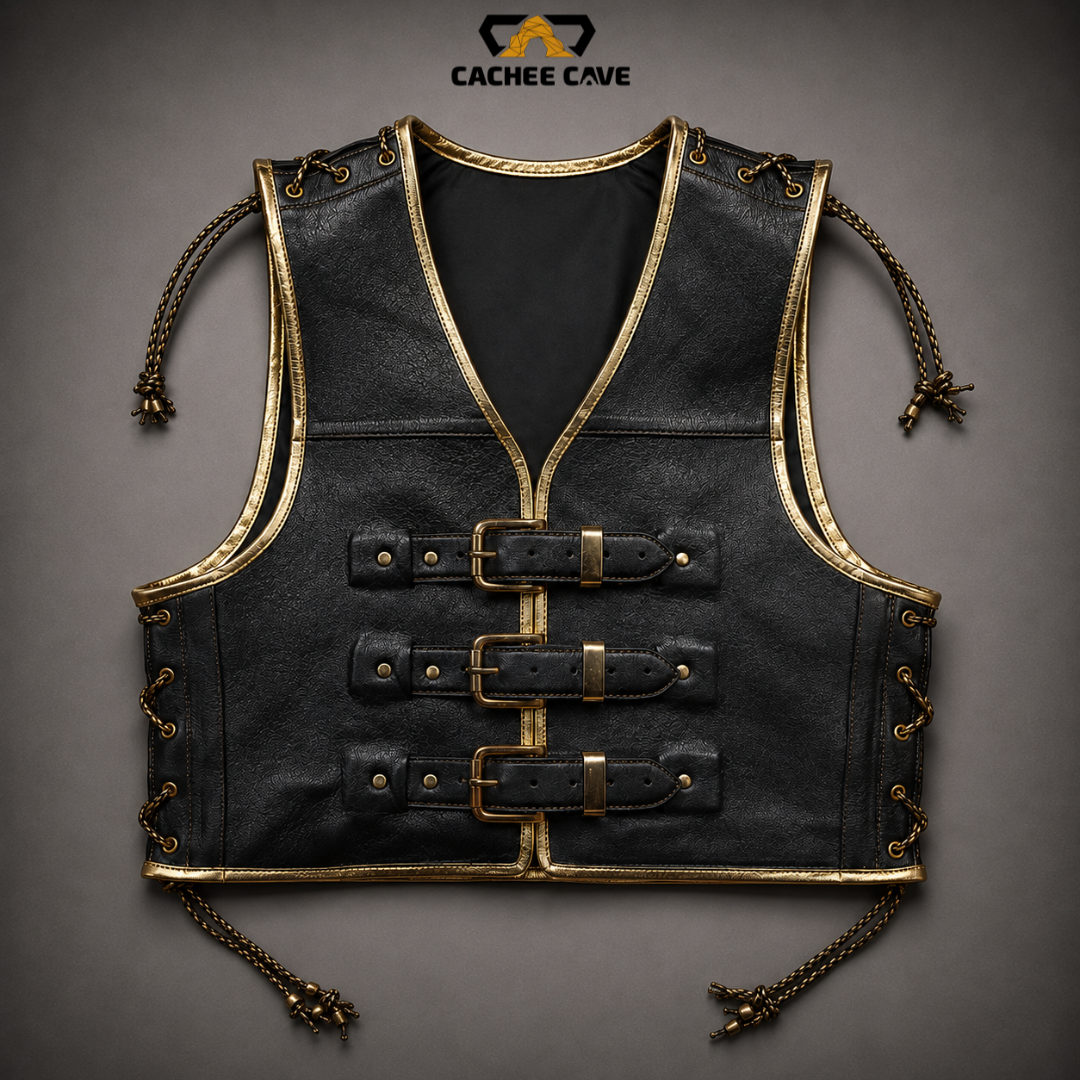 Men’s Black Cowhide Leather Vest – New Zealand Style