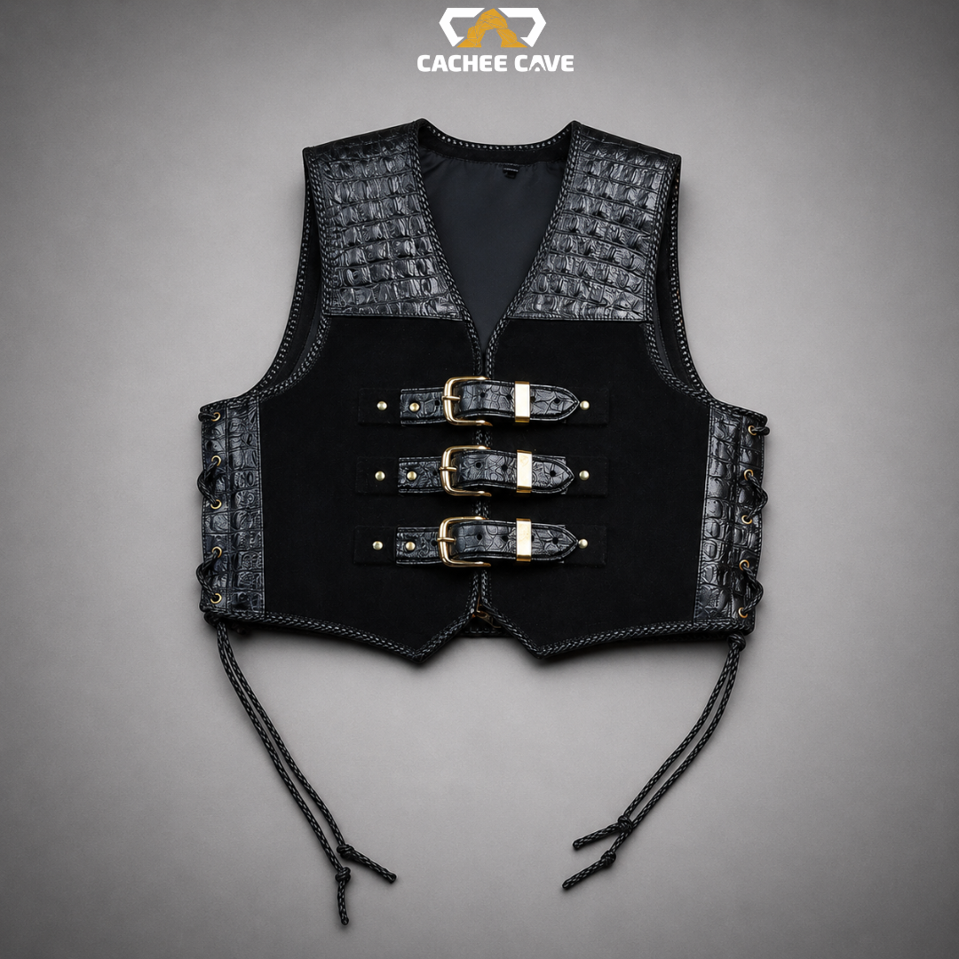 Men's Australian Style Black Suede Leather Vest