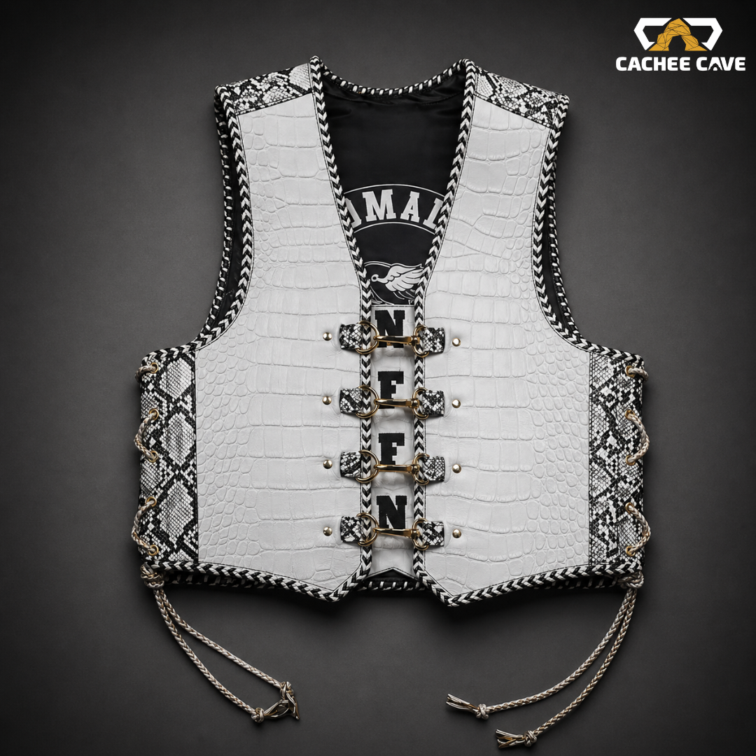 Men’s White Croc Belly Leather Vest – Australian Style Vest