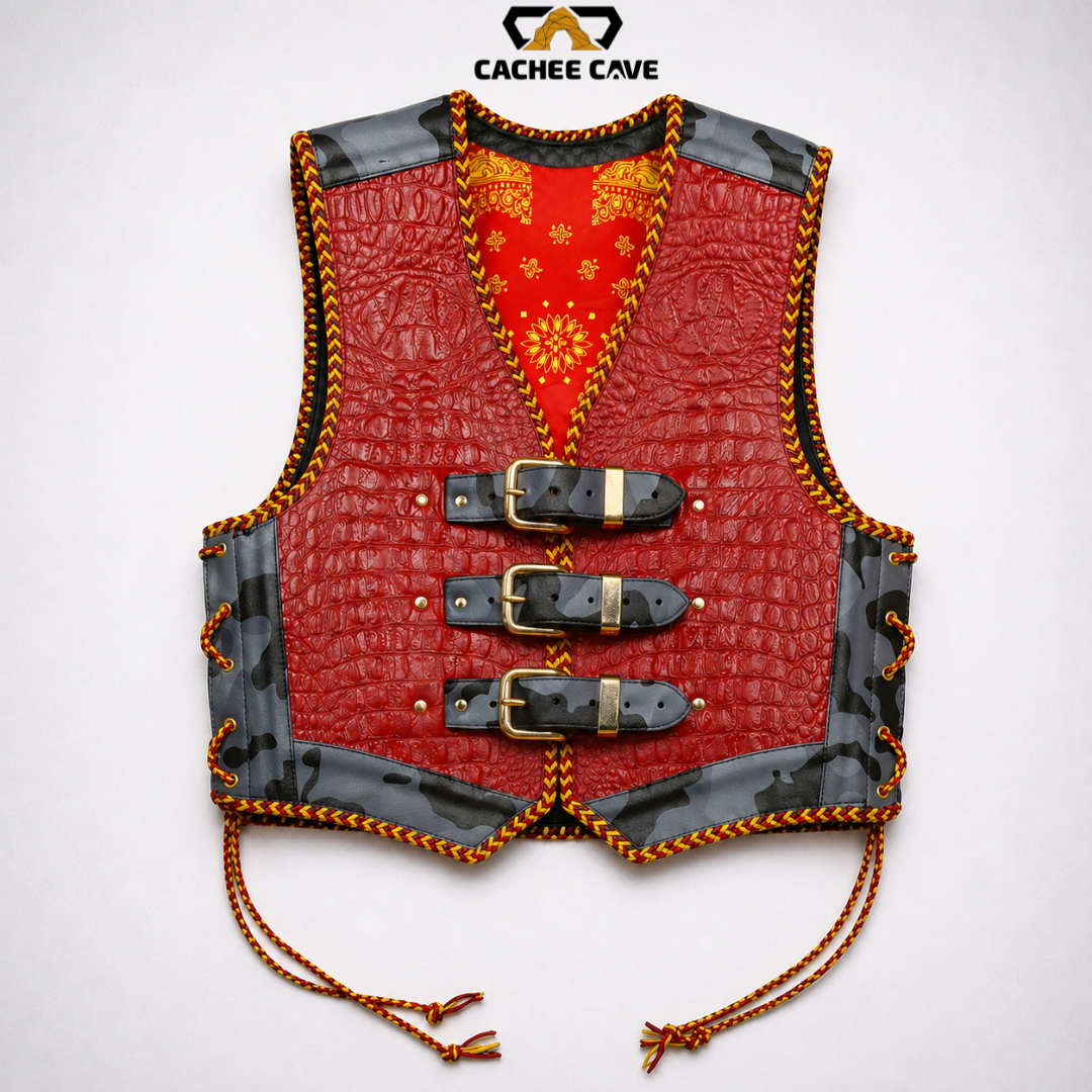 Men’s Red Crocodile Leather Vest – Australian Style Vest