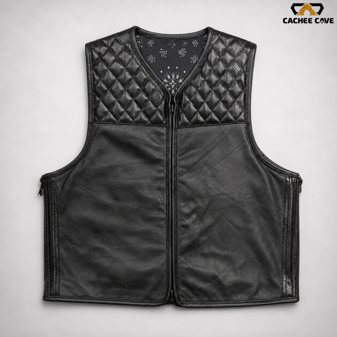 Men's Euro Style Perforated Leather Vest