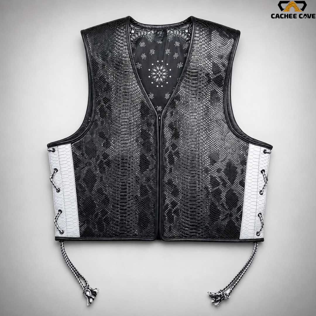 Men's Black Snake Leather Vest – New Zealand Style