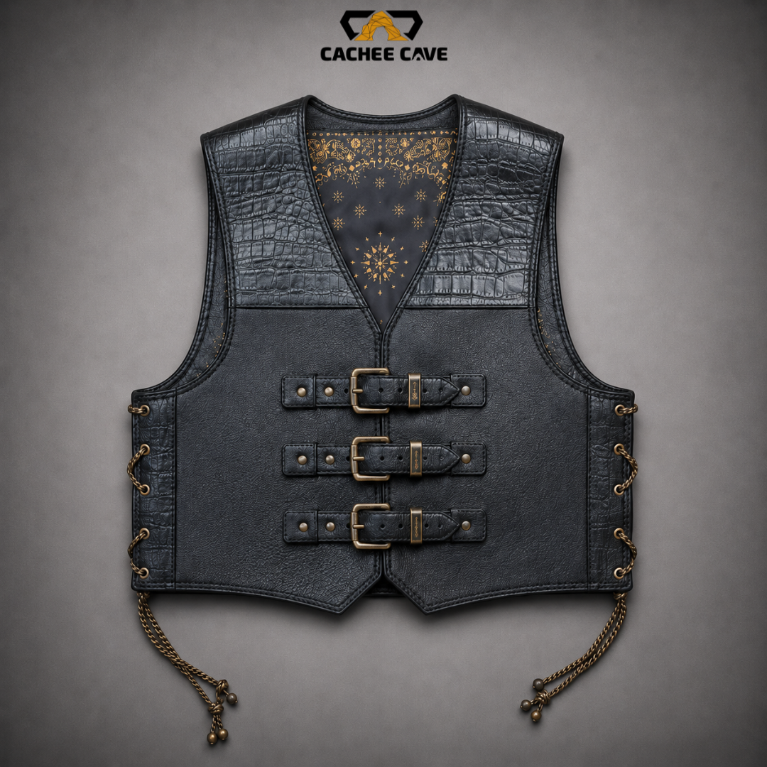 Men’s Croc Belly Leather Vest – Australian Style
