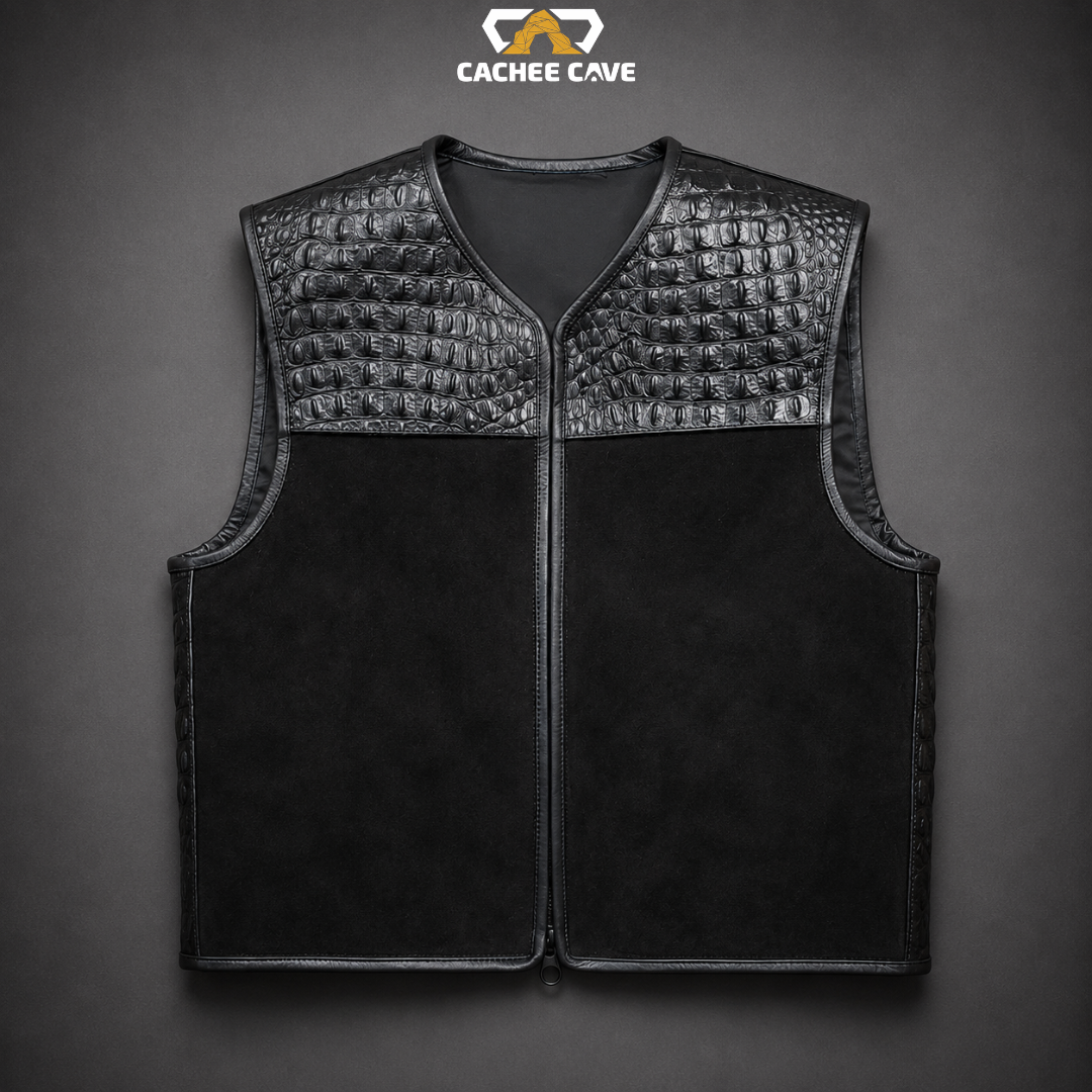 Men's Black Suede Leather Vest – Euro Style