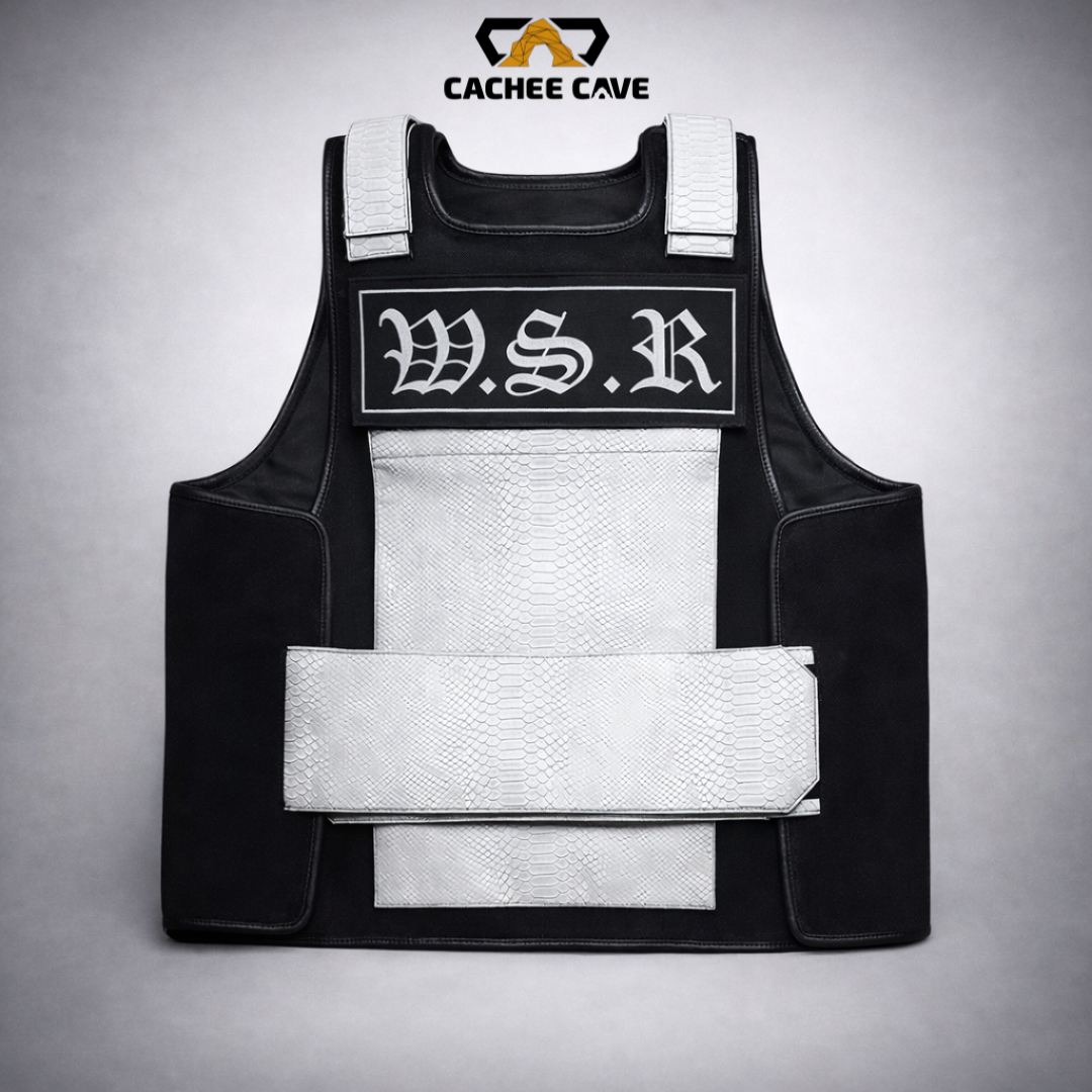 SWAT Style Black Suede Leather Vest – Snake Embossed Tactical Design