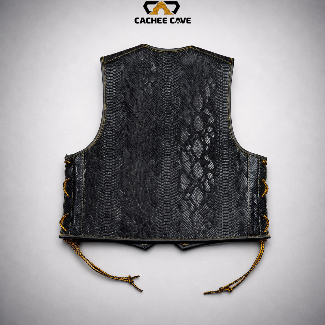 Black Snake Motorcycle Club Style Leather Vest
