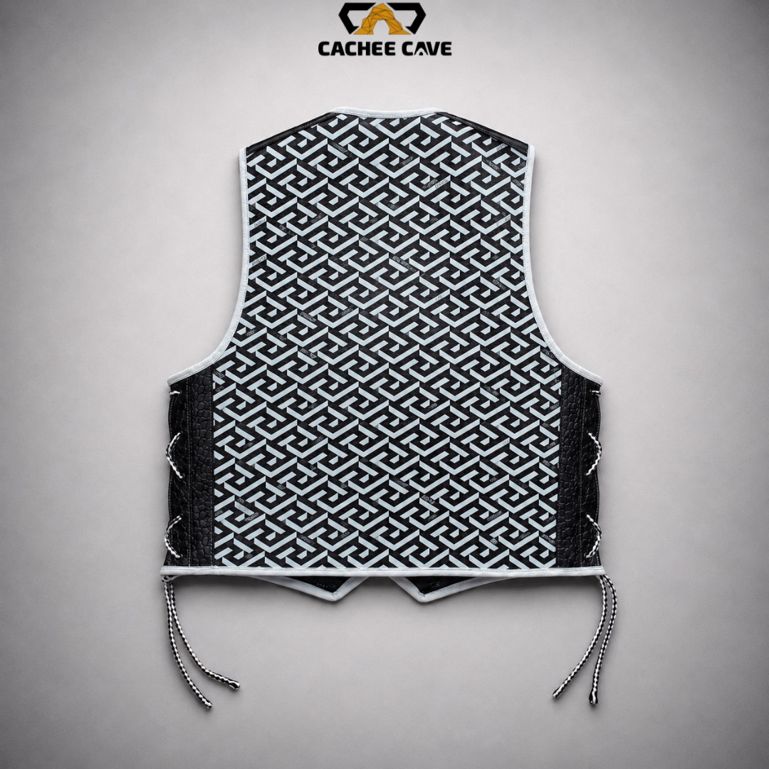 Custom Digital Print Cowhide Motorcycle Vest