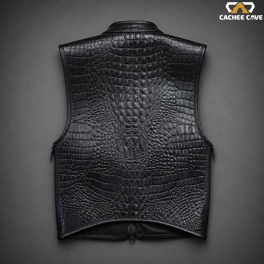 Women's Embossed Croc Leather Euro Style Vest