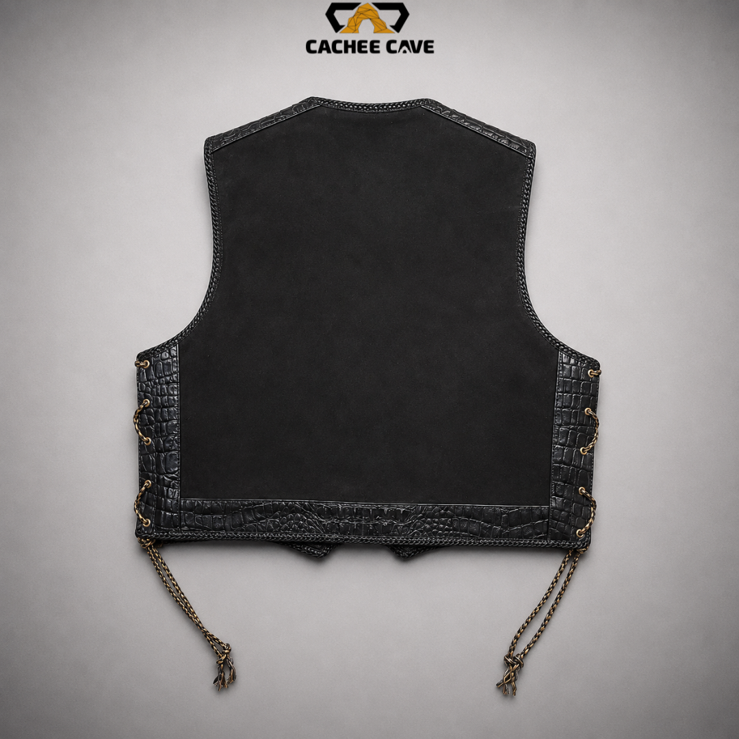 Men's Australian Style Black Suede Leather Vest