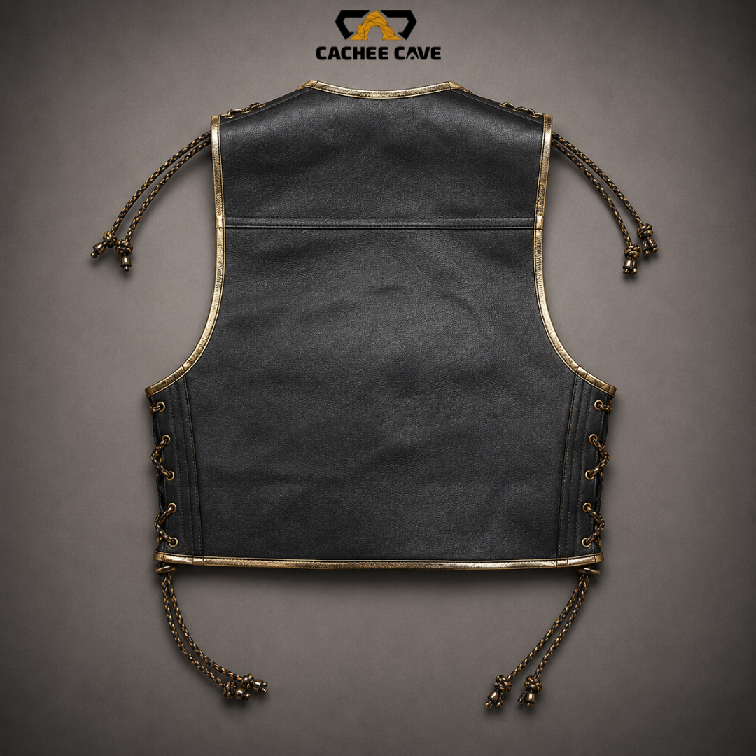 Men’s Black Cowhide Leather Vest – New Zealand Style