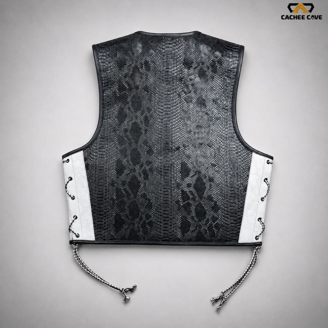Men's Black Snake Leather Vest – New Zealand Style