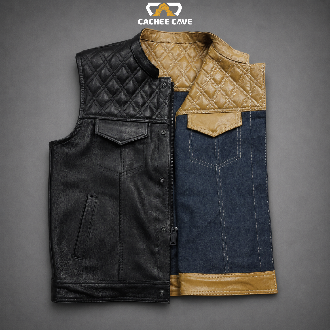 Men's Reversible Leather & Denim Vest – US Style