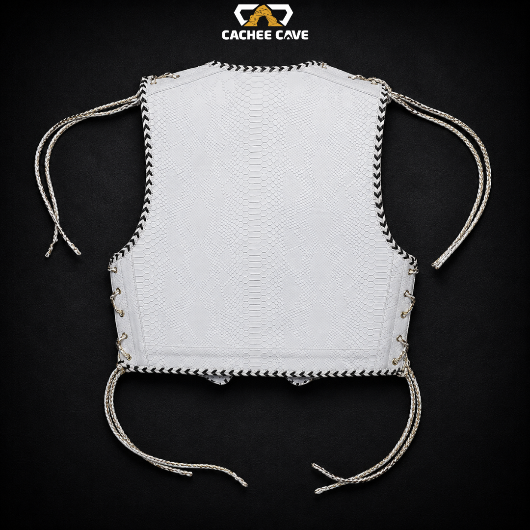 Men's Australian Style White Snake Leather Vest