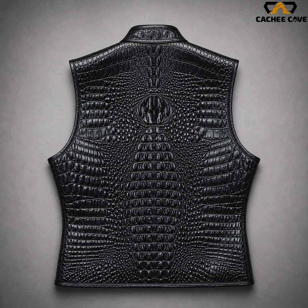 Women's Black Gator Leather Vest – Euro Style