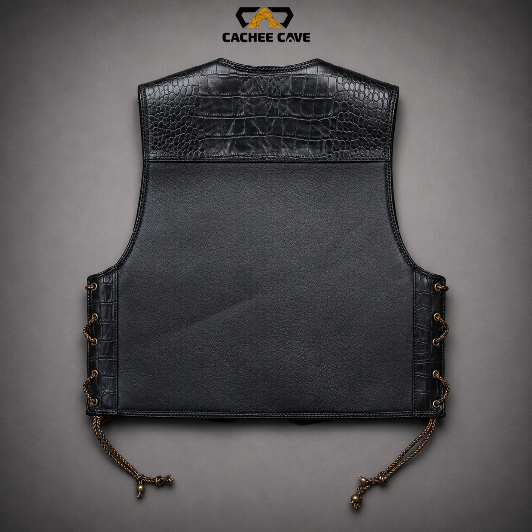 Men’s Croc Belly Leather Vest – Australian Style