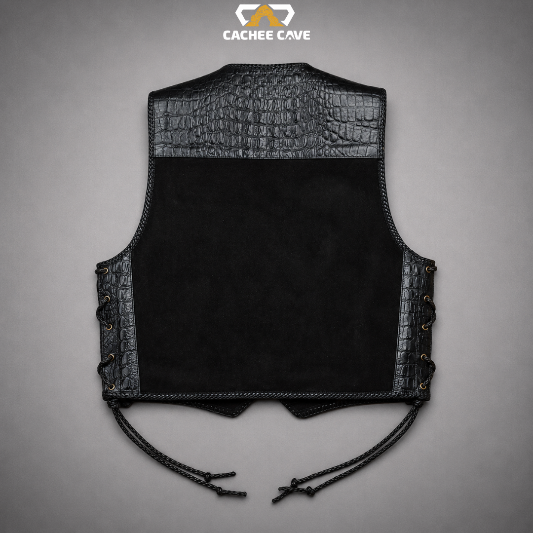 Men's Australian Style Black Suede Leather Vest