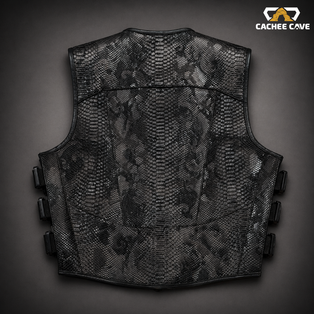 Men’s Tactical Snake Leather Vest – Black Printed Finish