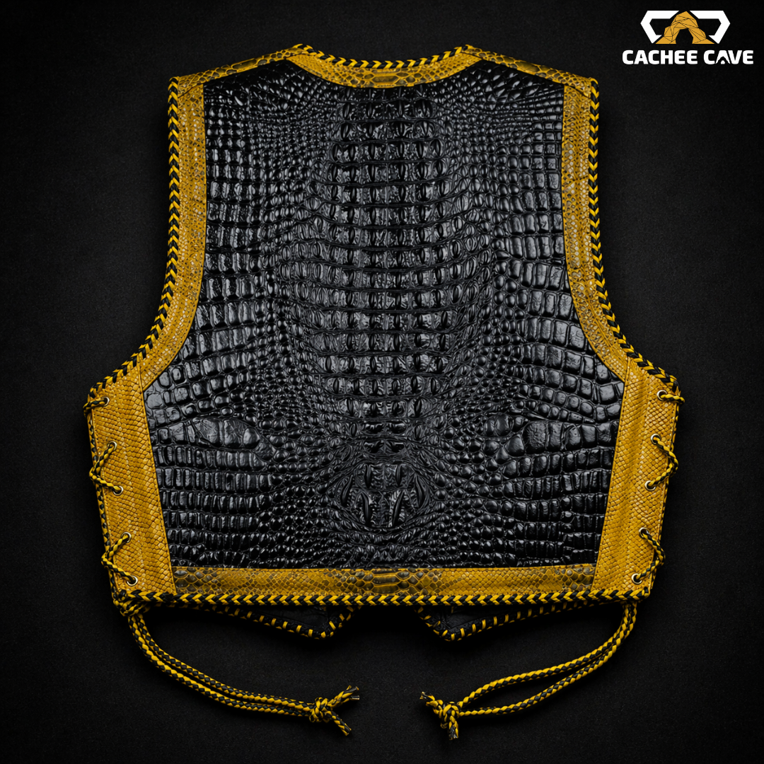 Australian Style Biker Vest with Embroidered Fat Strap