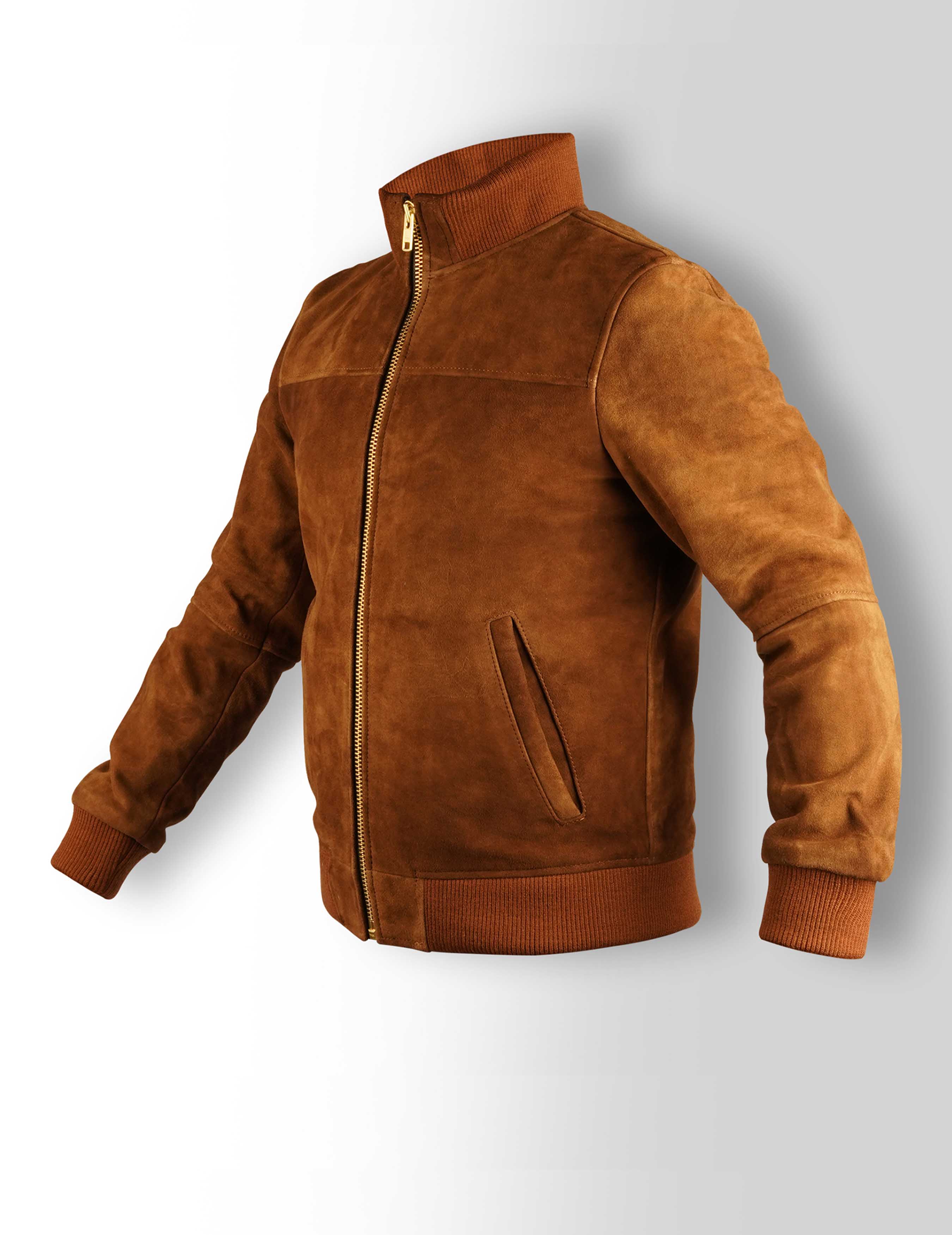 Men's High Neck Bomber Jacket - Cachee Cave