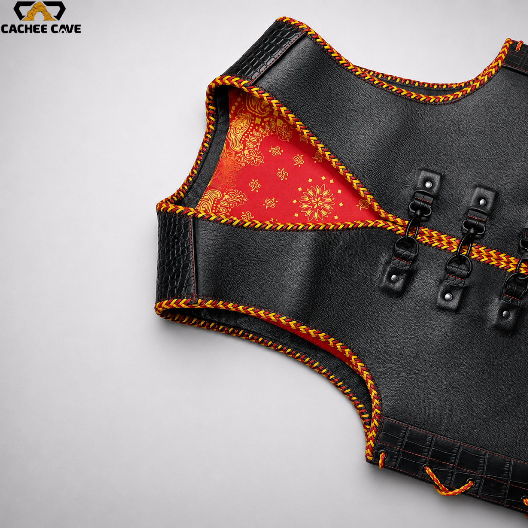 4mm Black Australian Style Leather Club Vest

