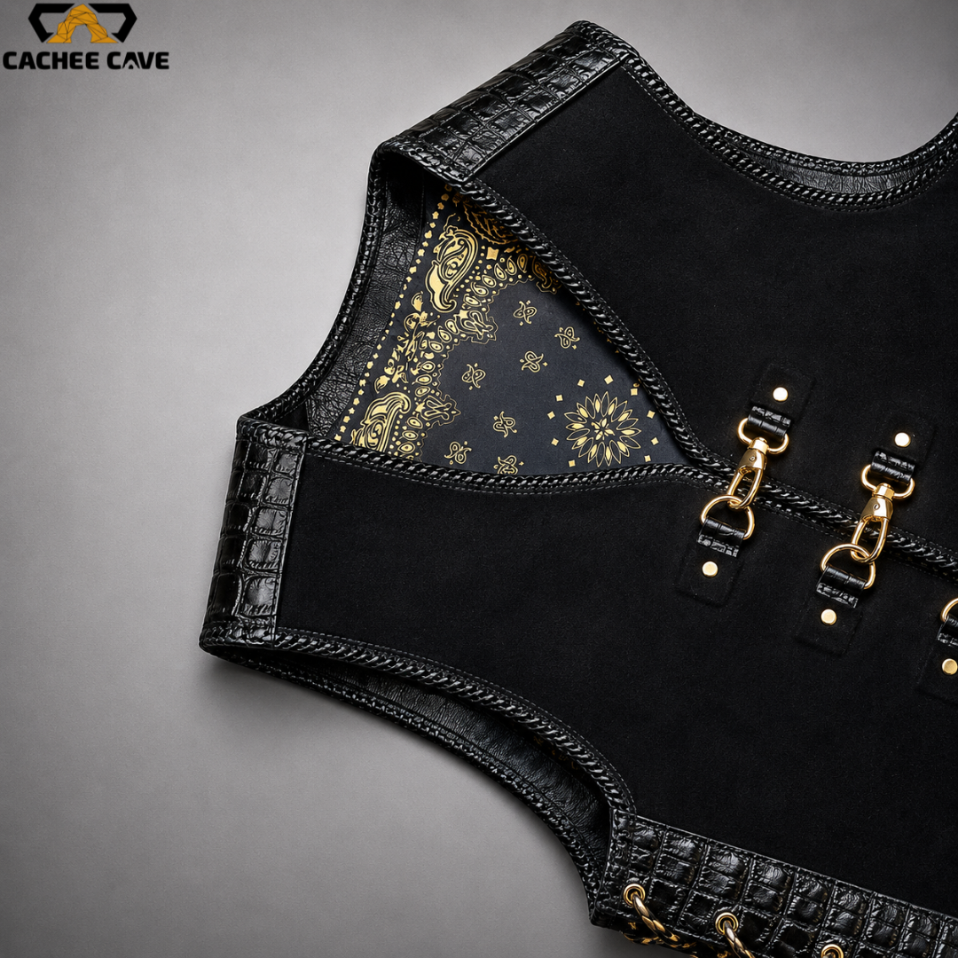 Men's Australian Style Black Suede Leather Vest