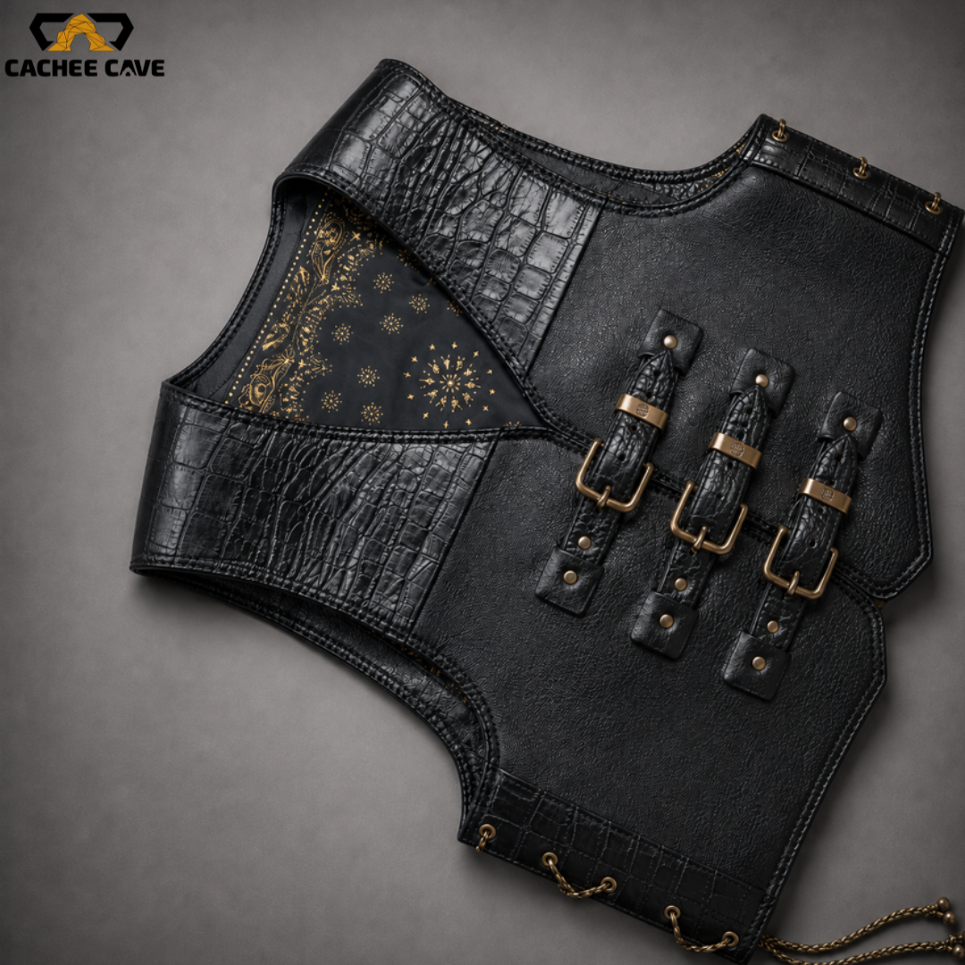 Men’s Croc Belly Leather Vest – Australian Style