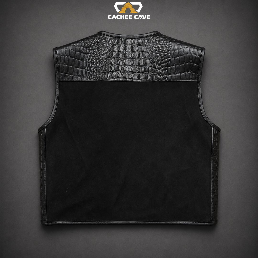 Men's Black Suede Leather Vest – Euro Style