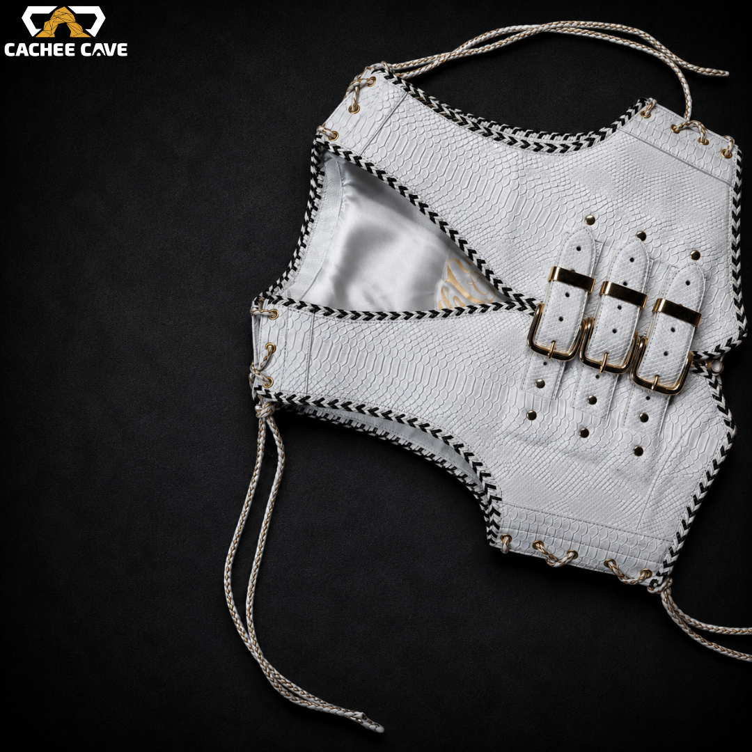 Men's Australian Style White Snake Leather Vest