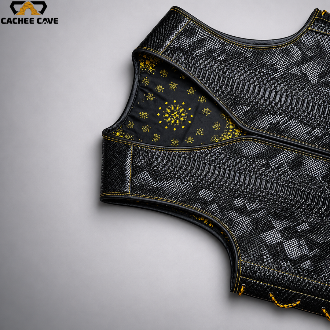 4mm Australian Style Snake Leather Motorcycle Vest
