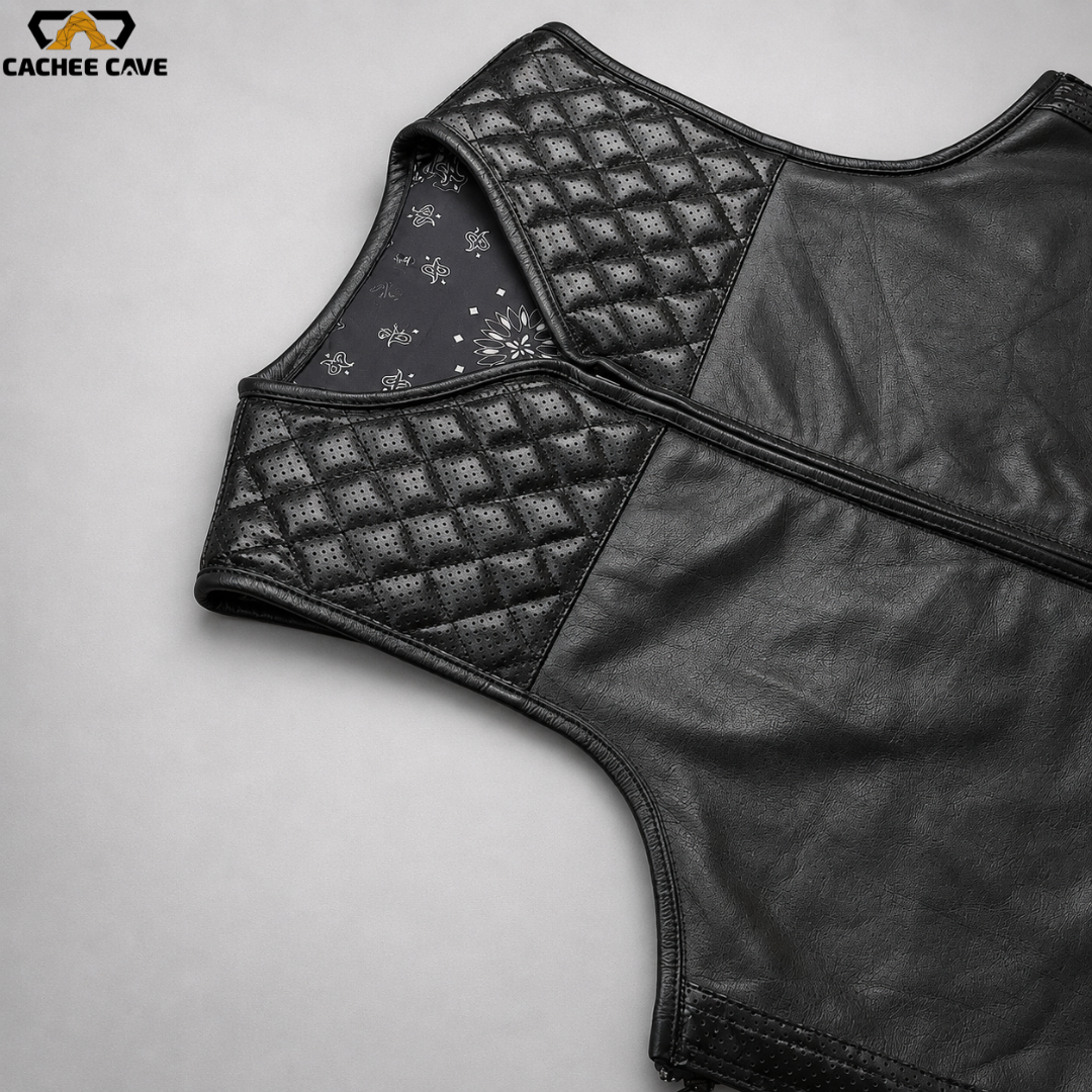 Men's Euro Style Perforated Leather Vest