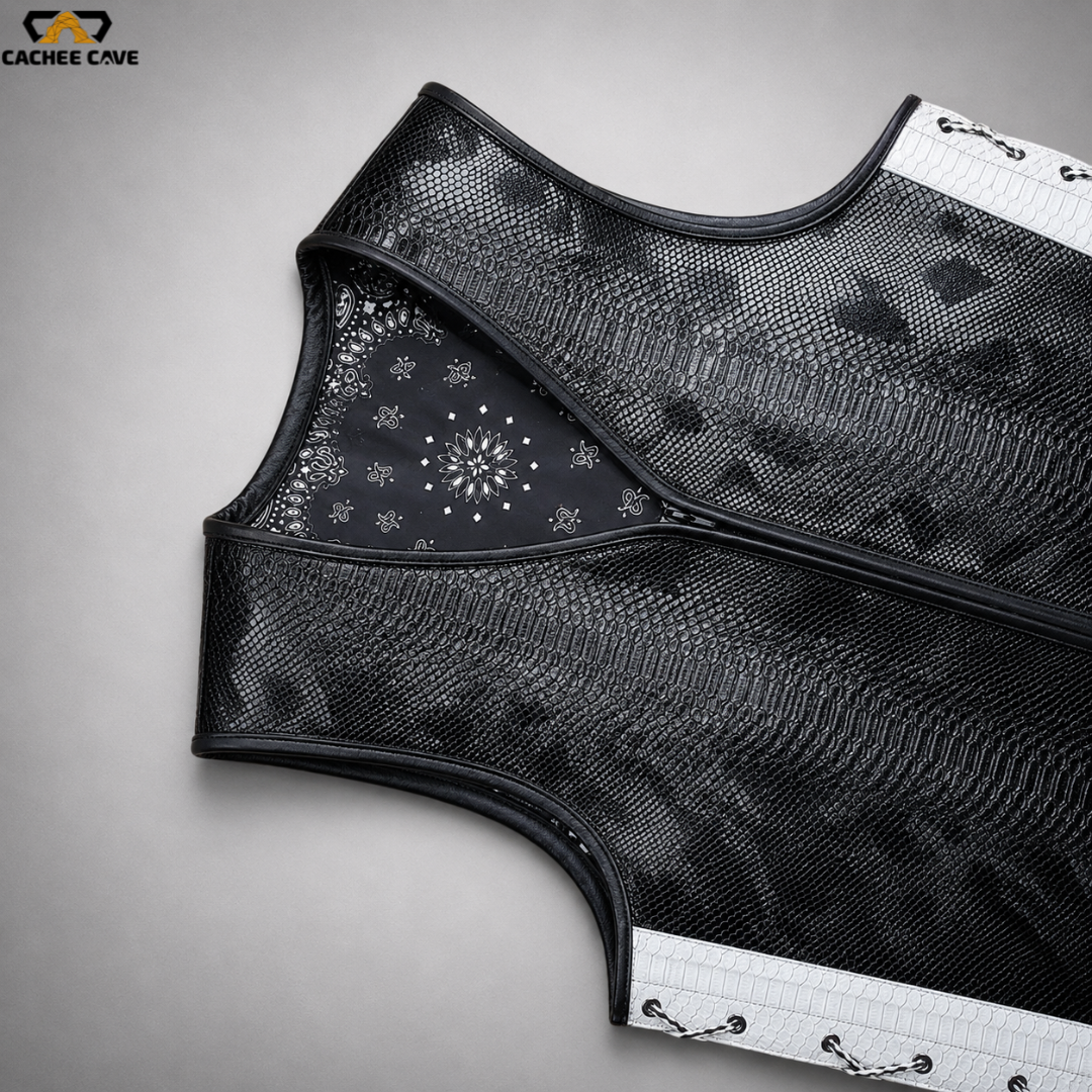 Men's Black Snake Leather Vest – New Zealand Style