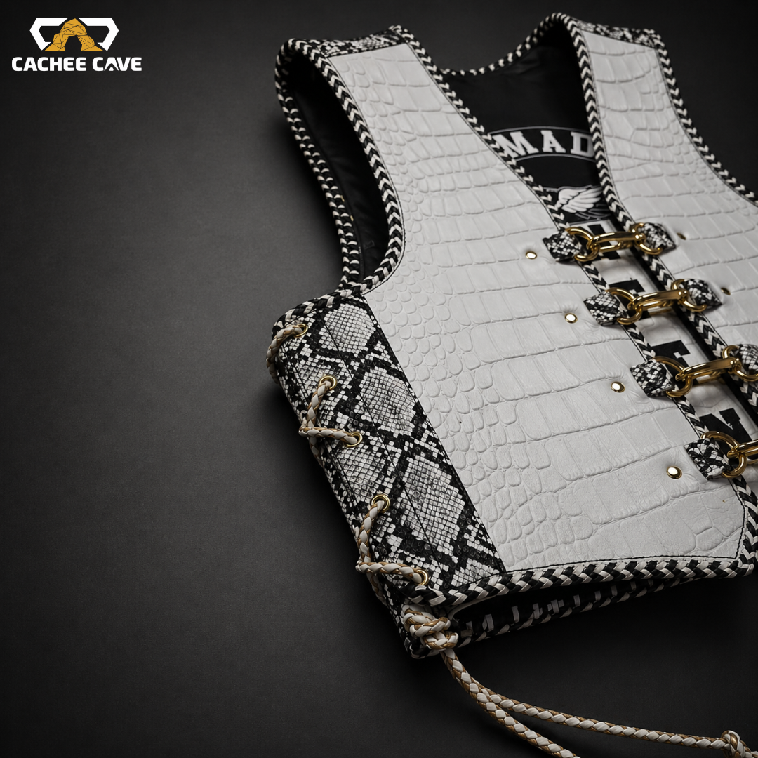 Men’s White Croc Belly Leather Vest – Australian Style Vest