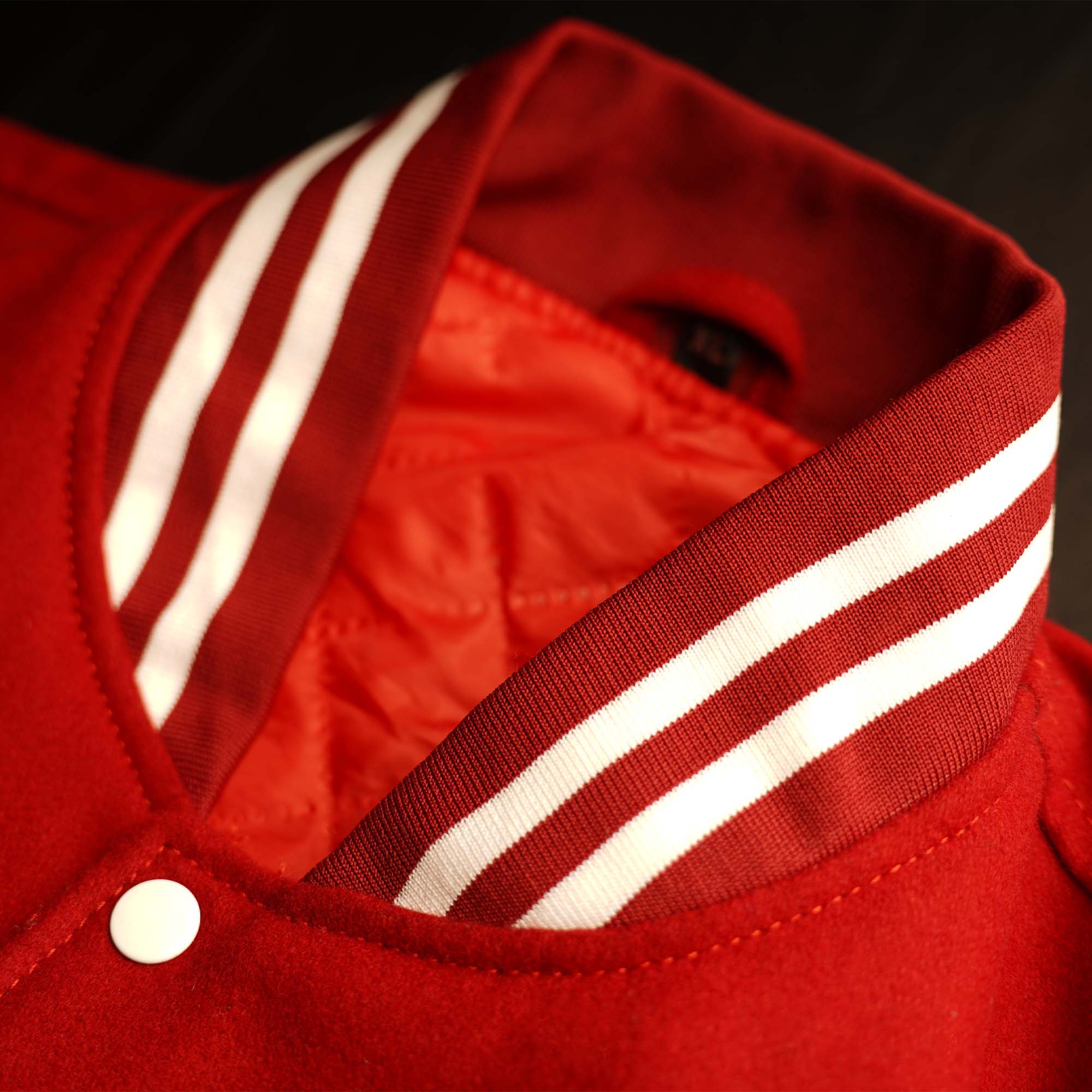 Men's Red Varsity Leather Jacket - Cachee Cave