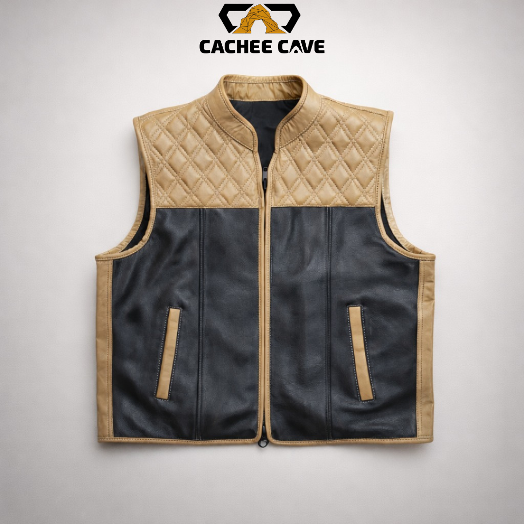 Euro Style Cowhide Leather Vest - Cachee Cave