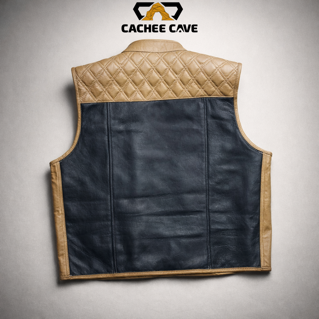 Euro Style Cowhide Leather Vest - Cachee Cave