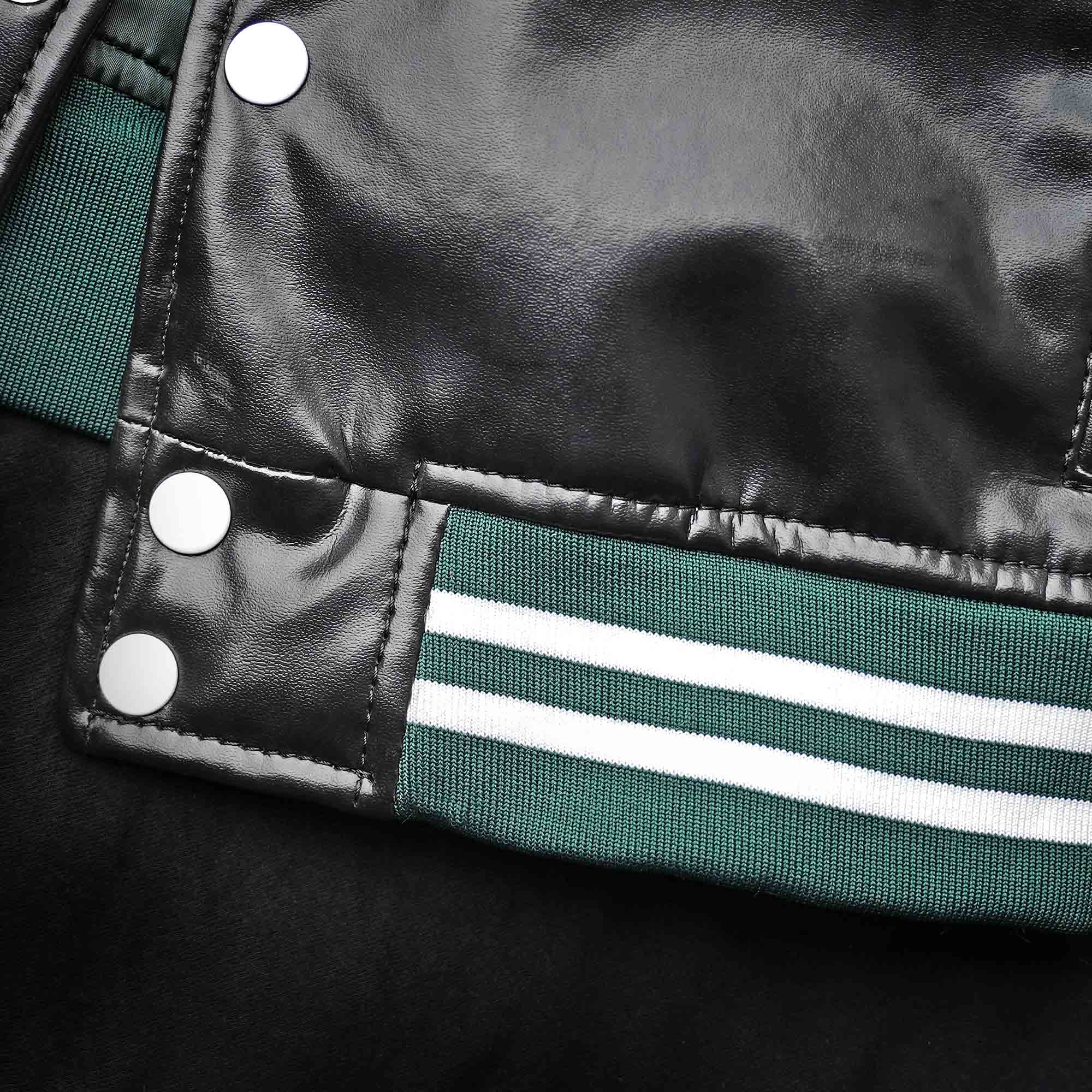 cropped body vegan leather jacket with white snap