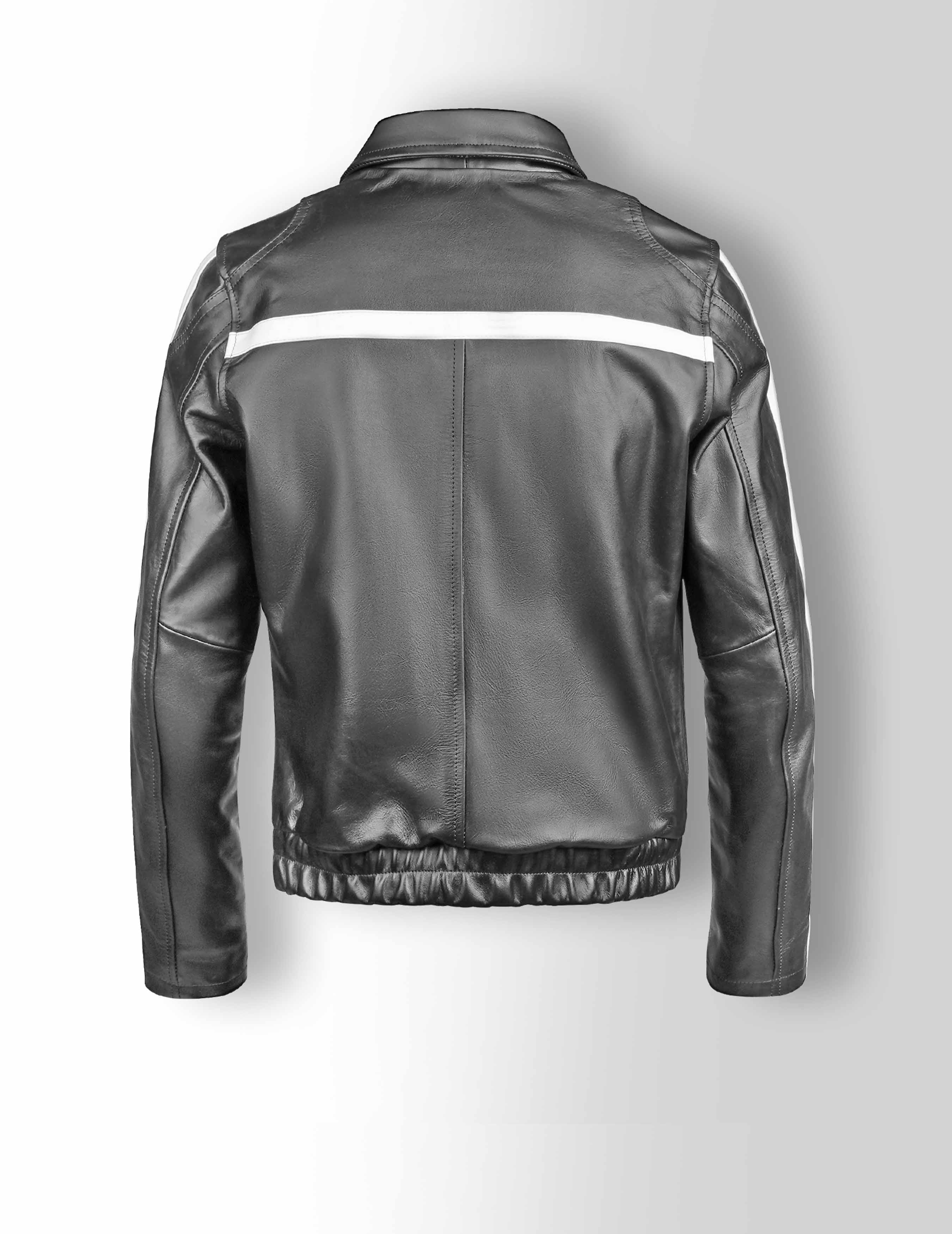 women's pink ribbon leather jacket back side