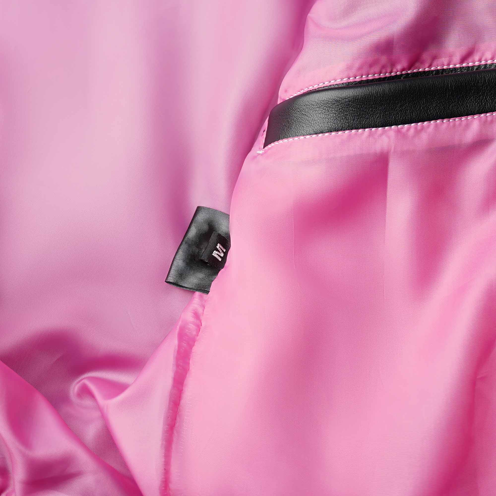 women's Pink ribbon leather jacket with silk
